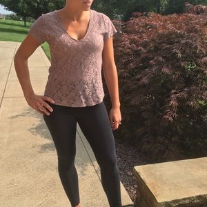 Flowery lace rose gold v-neck